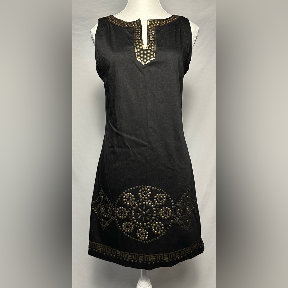 LE CHATEAU Y2K Cotton Beaded Embroidered Boho Aztec‎ Dress Size S